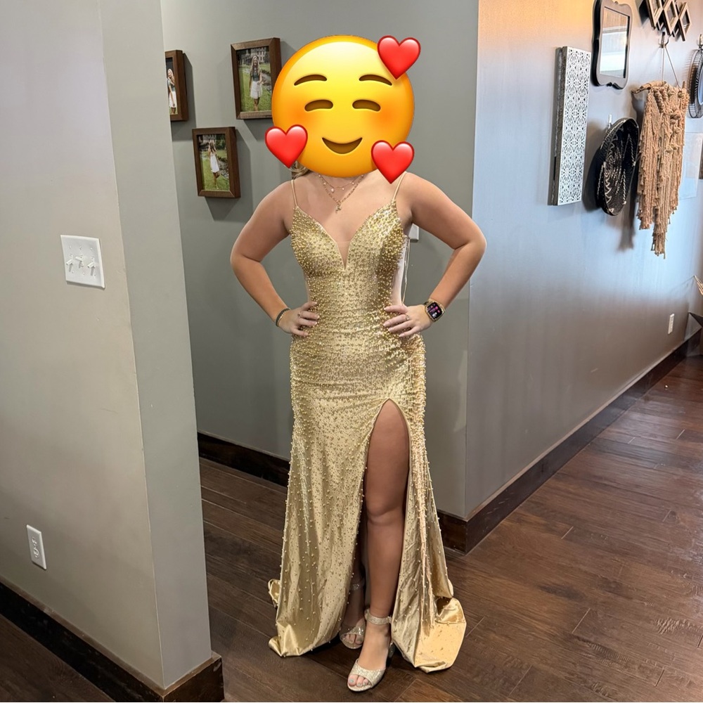 Glamorous Gold Sequin Prom Dress